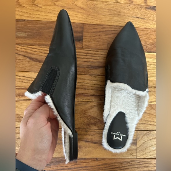Marc Fisher leather slides with faux fur lining - Picture 4 of 6